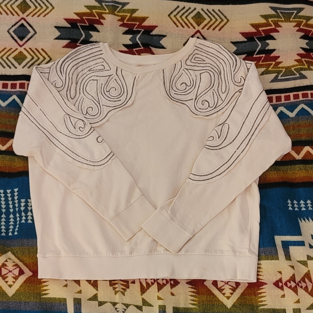H&M Embellished Metal Beads Shoulder Arms Ivory 12